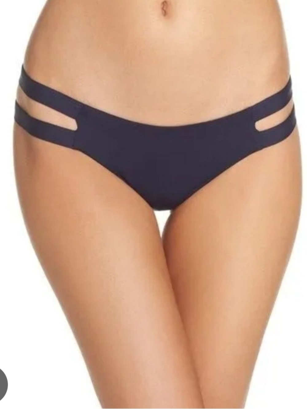 Tavik Navy ribbed texture Double-Strap Bikini Bottom